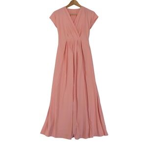 Halara Breezeful Dress Womens XS Pink Tie V-Neck Short Sleeve Pockets Flowy